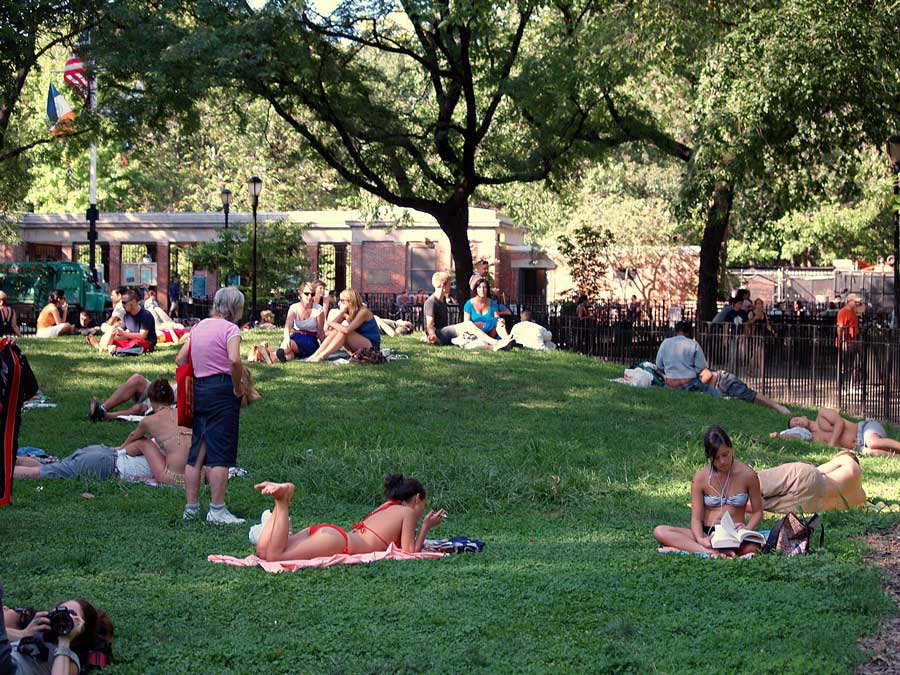 Sunbathing Tompkins Park