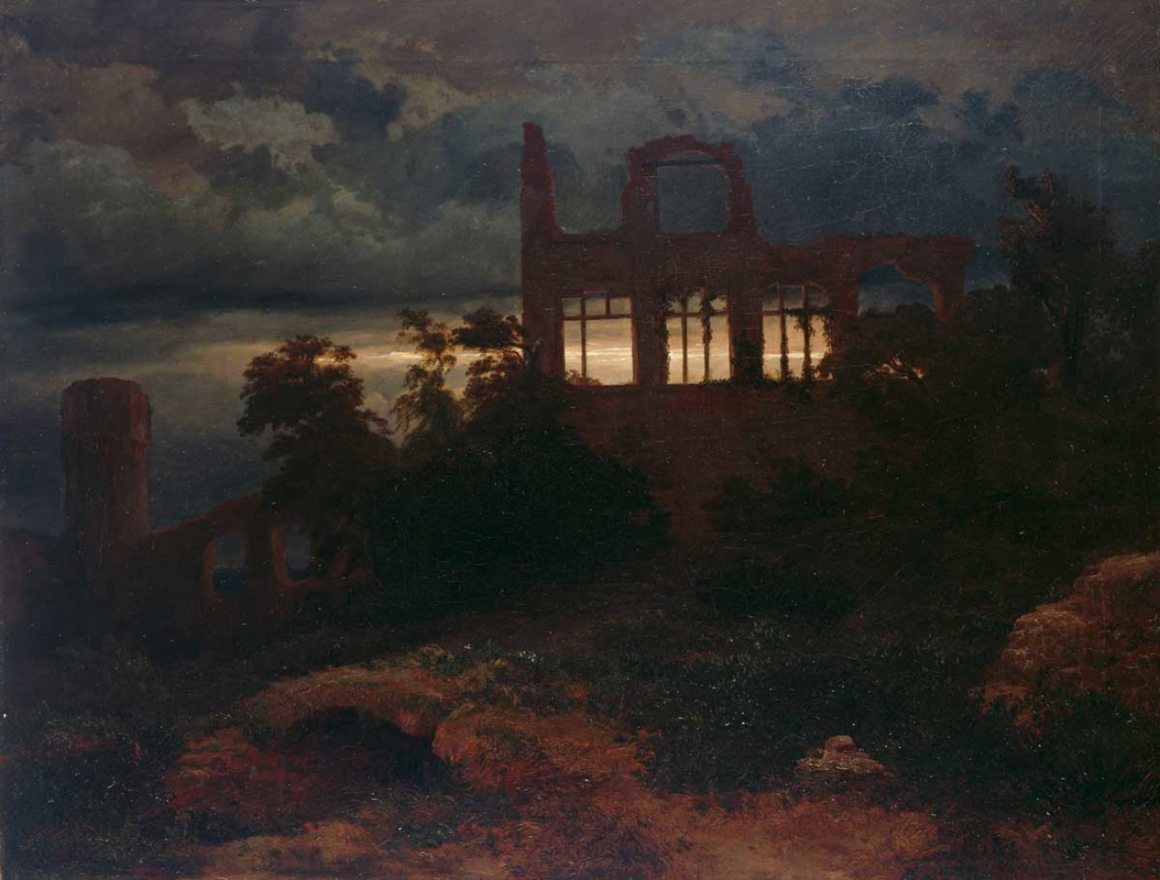 arnold bocklin landscape with castle ruins