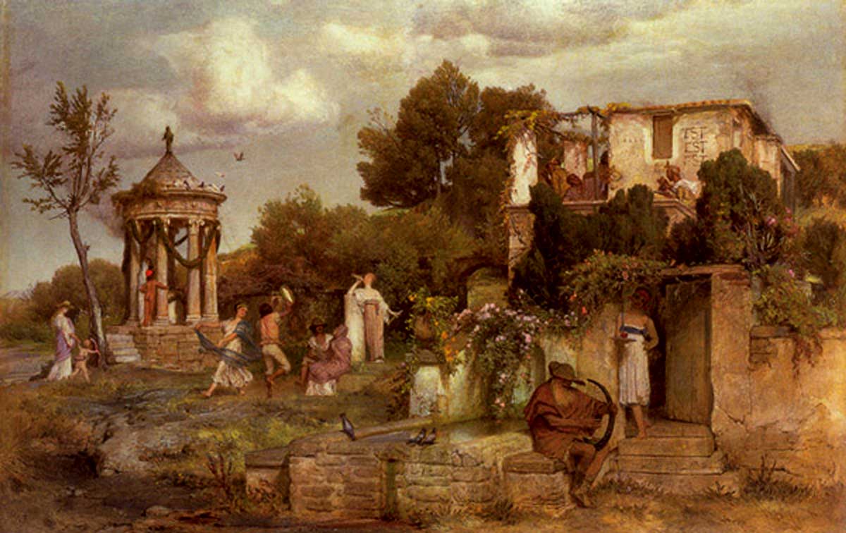 arnold bocklin tavern in ancient rome painting