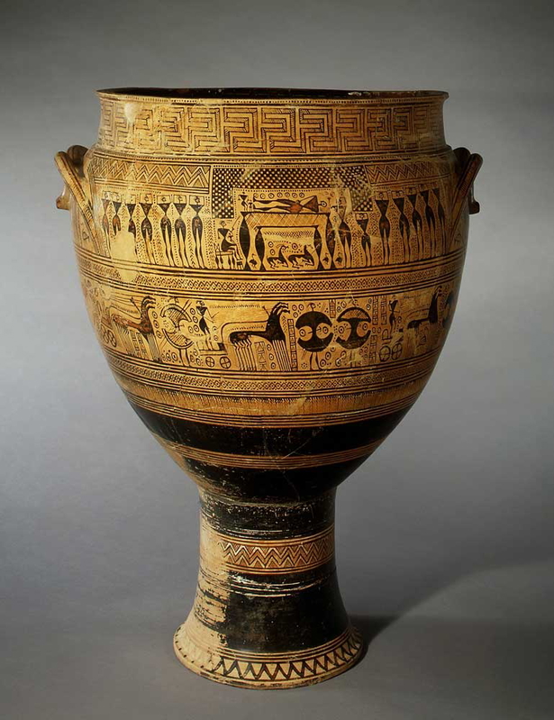 geometric era terracotta krater ekphora