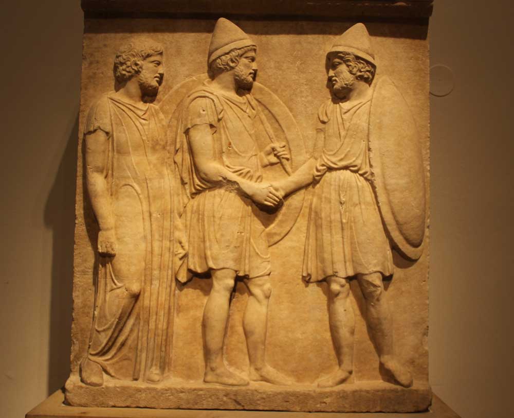 ancient greece soldiers marble relief