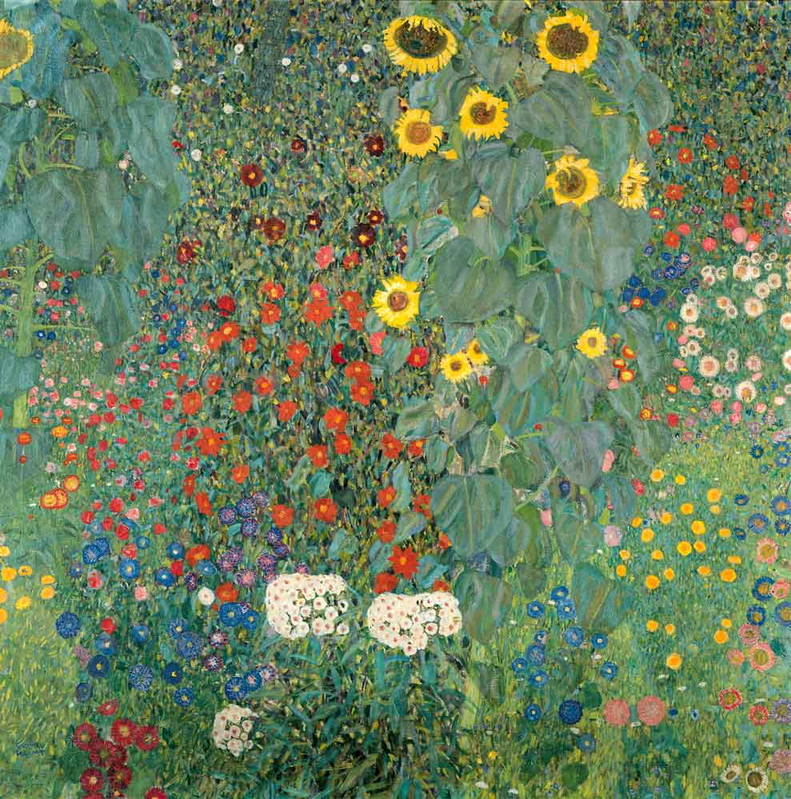 gustav klimt farm garden with sunflowers