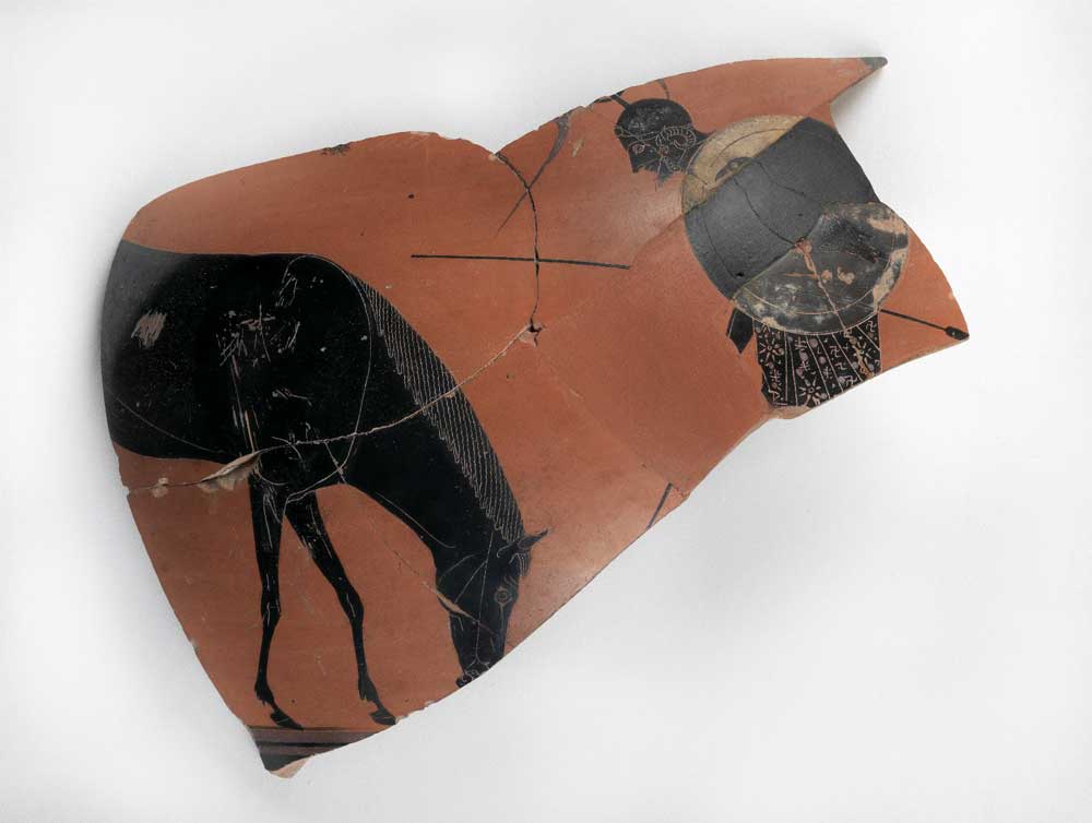 horse grazing amphora