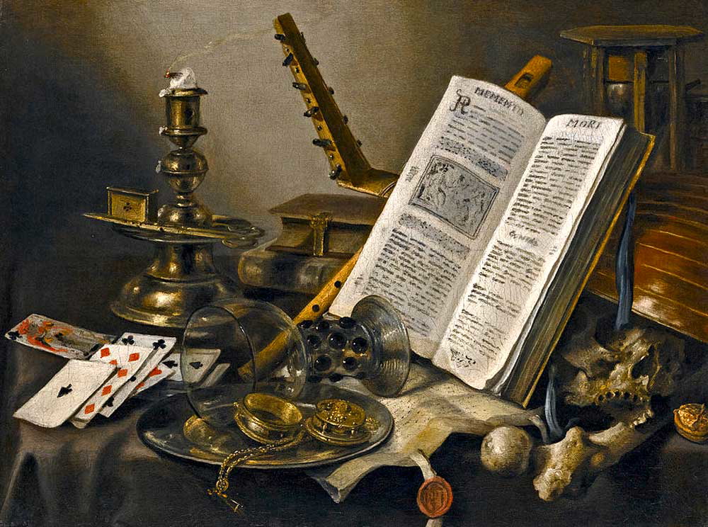 pieter claesz vanitas still life glass books