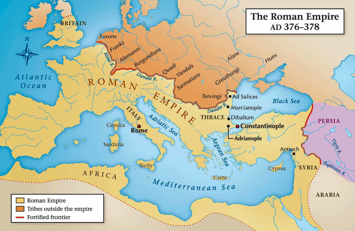 map roman empire 4th century battle of adrianople