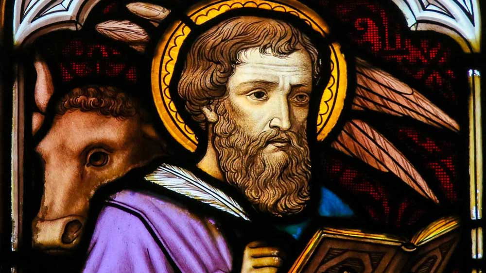 saint luke evangelist stained glass