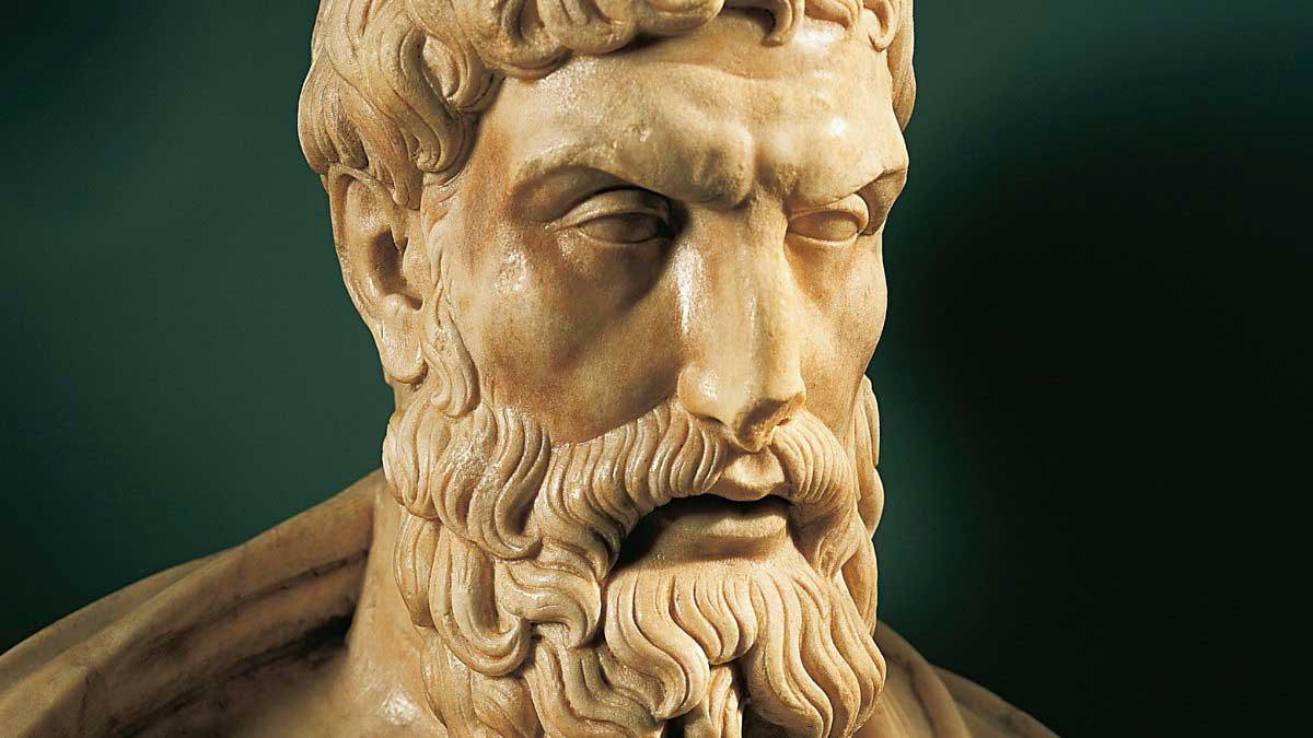 statue portrait epicurus