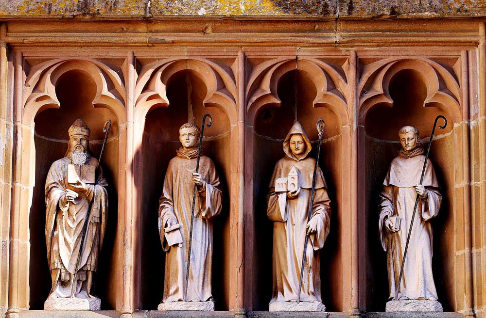 stone figures christian monks monastic orders