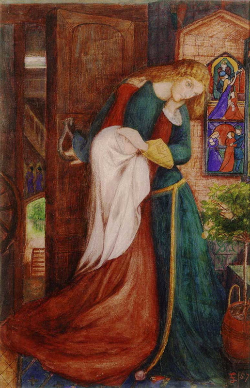 lady clare watercolor pre raphaelite drawing