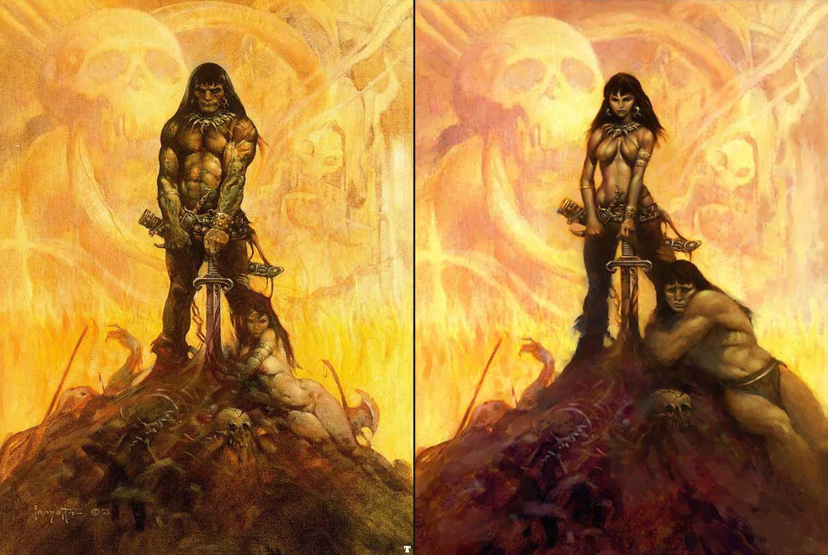 frank frazetta conan the adventurer reversed