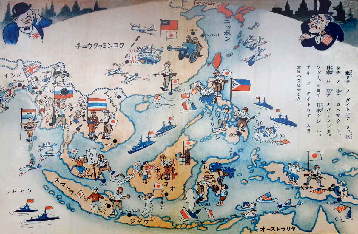 japanese propaganda western exploitation asia map 1942