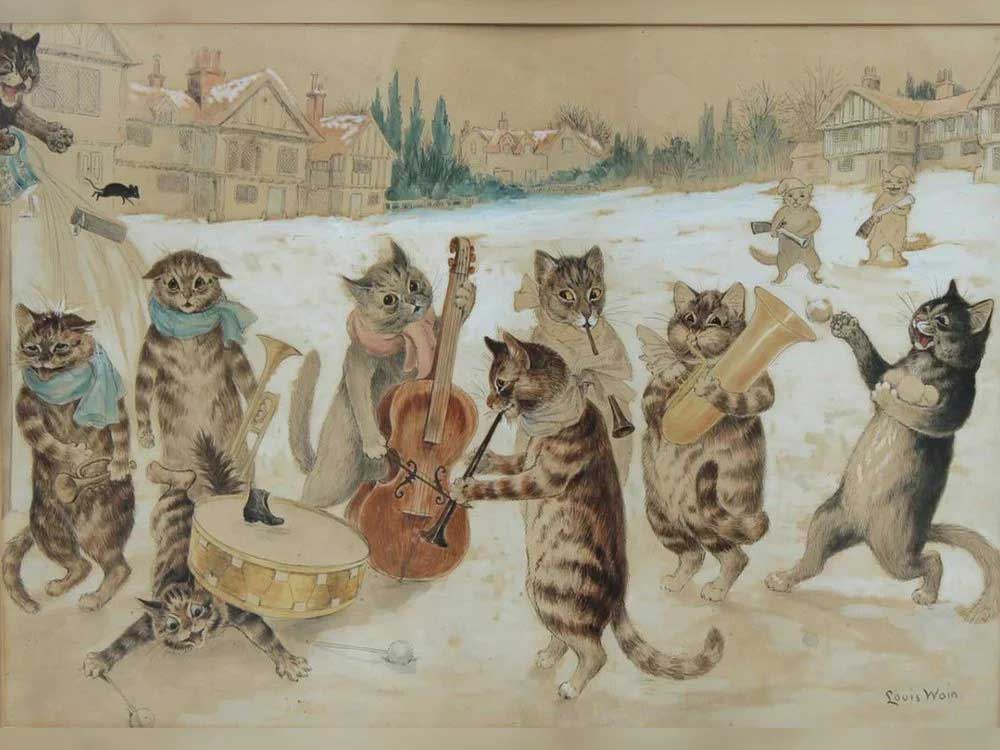 louis wain caroling cats