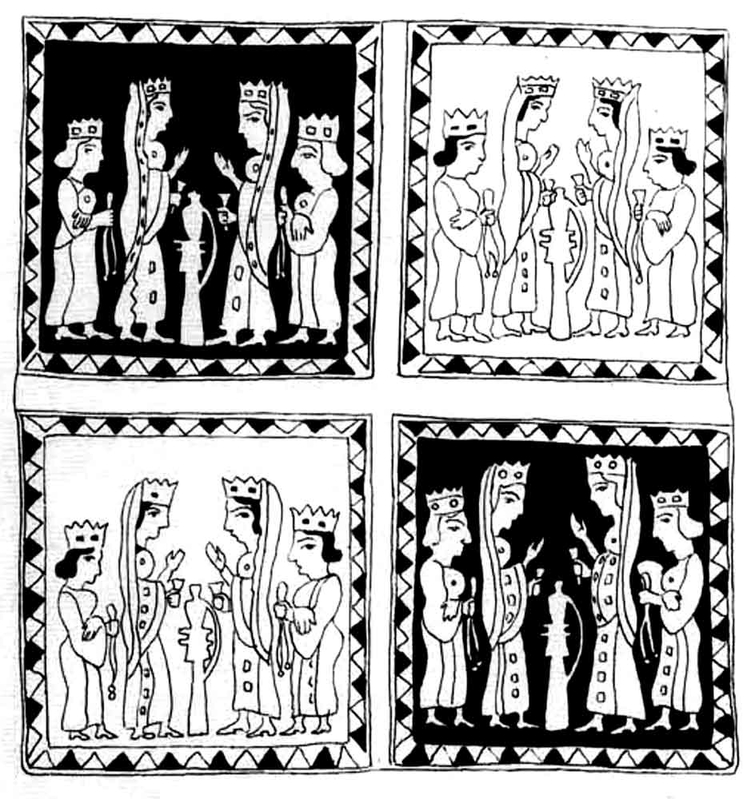 persian queens textile pazyryk sketch