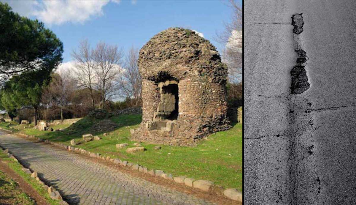 roman road appian way potholes photo