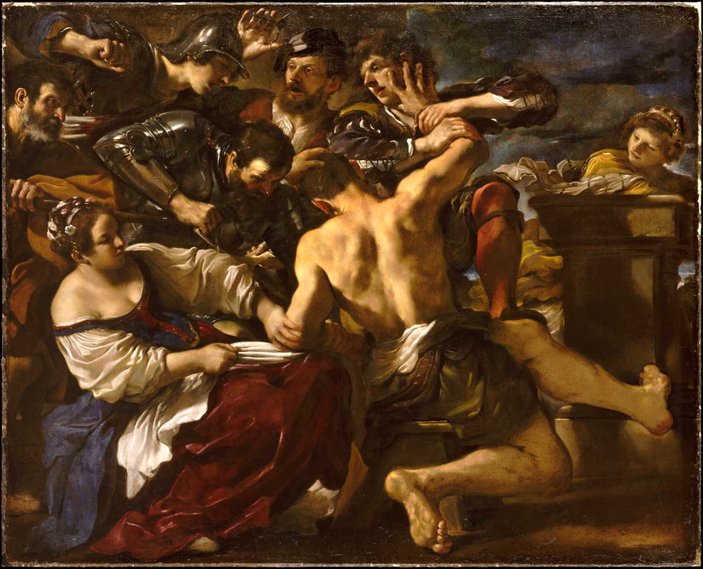 samson captured by philistines guercino