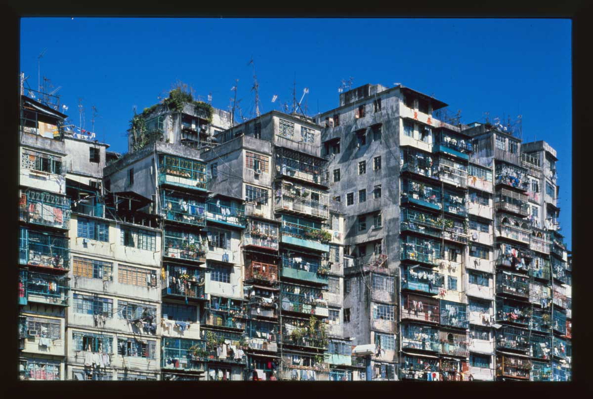 stacked buildings kowloon walled city 1960 1980 photo
