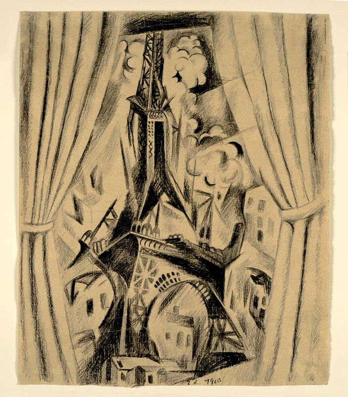 the eiffel tower and curtain robert delaunay