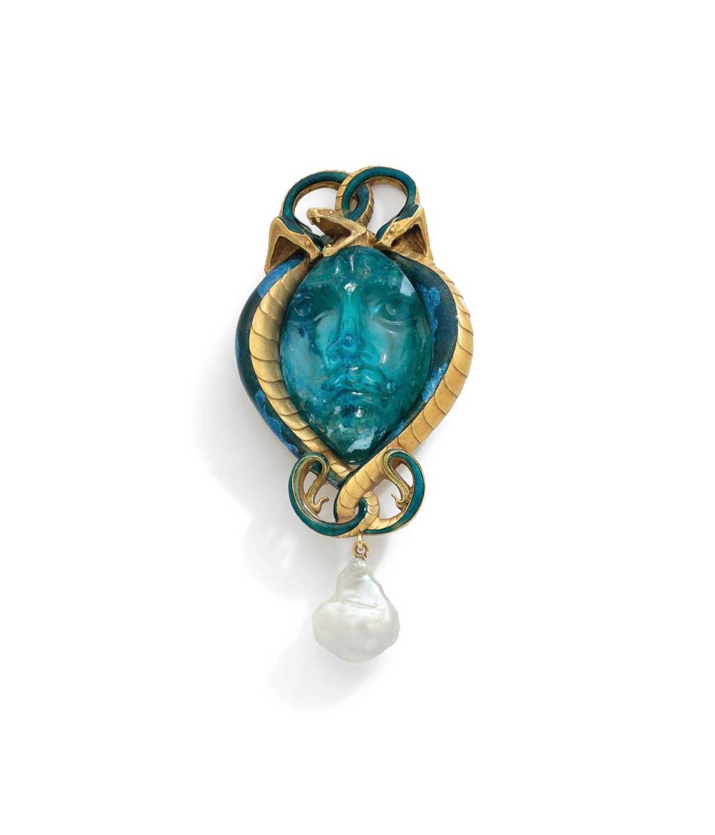 art nouveau jewelry lalique medusa pendant