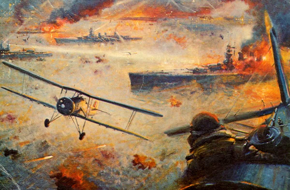 battle of taranto wwii painting
