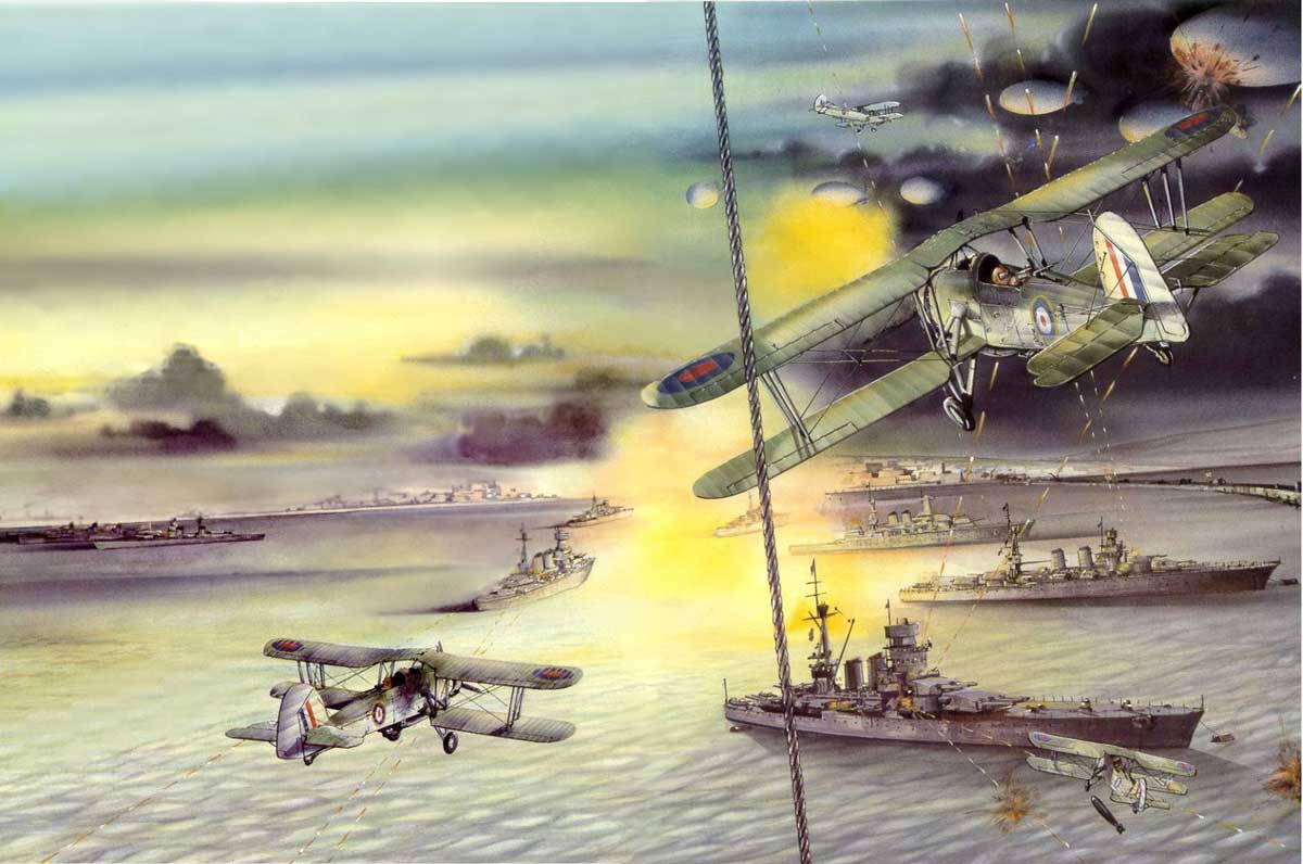 fairey swordfish attacking italian fleet painting