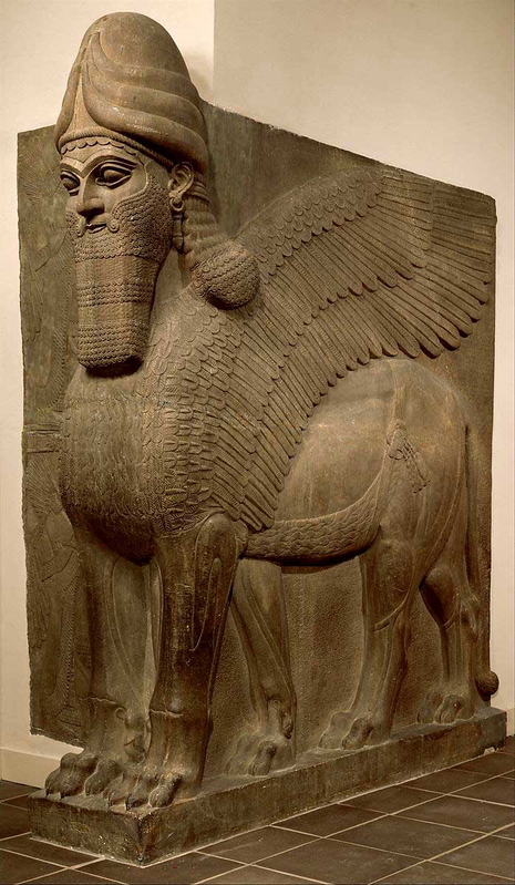 human headed winged lion animals in mesopotamian art