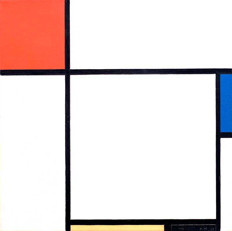 piet mondrian composition red yellow blue black