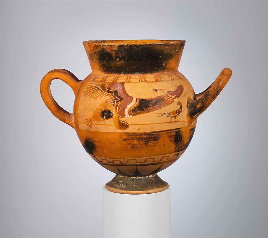 terracotta globular cup two handles etruscan