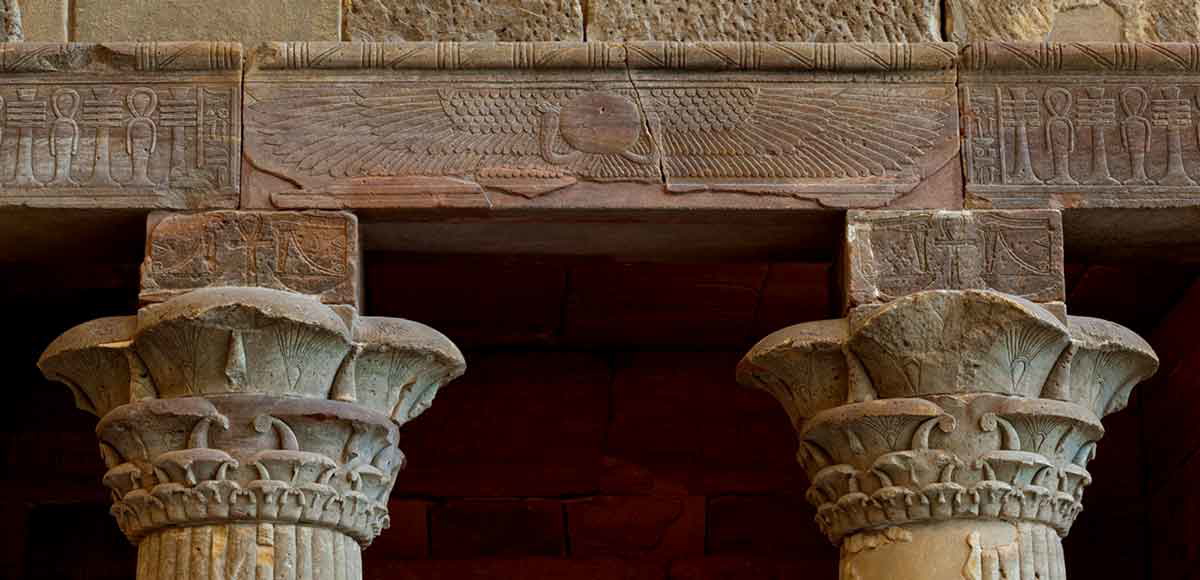 winged sun dendera temple roman egypt columns portico