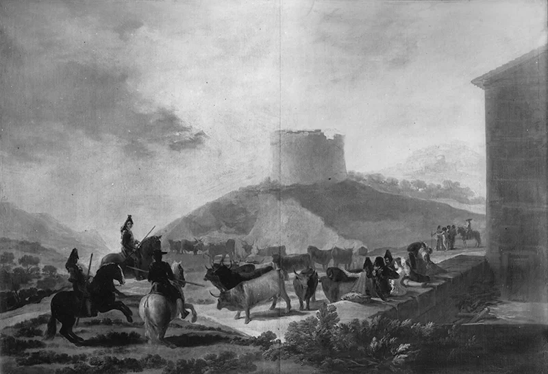 francisco jose de goya y lucientes picadors bulls before tower