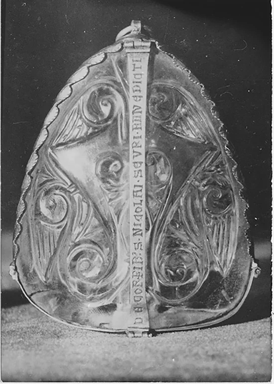 triangular rock crystal reliquary 