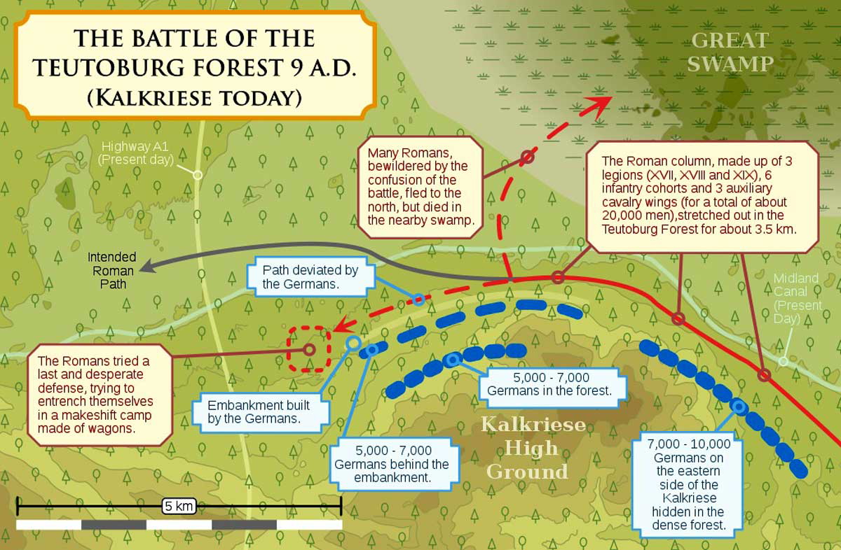battle teutoburg forest map