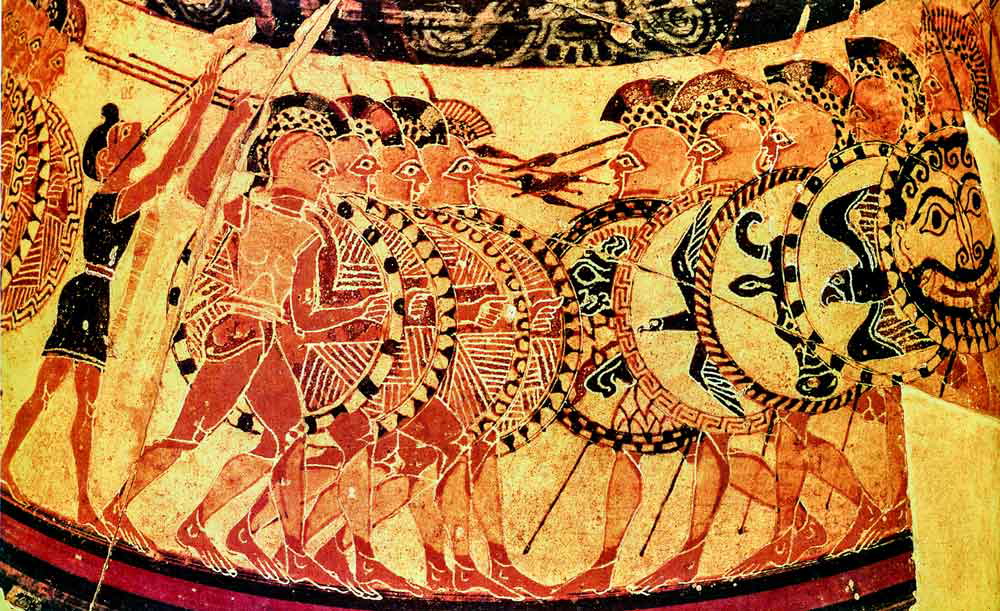 chigi vase hoplites detail