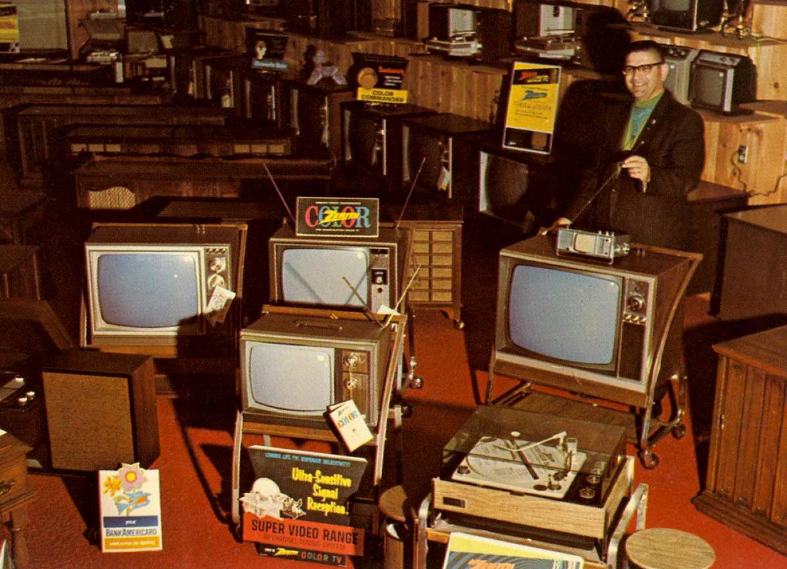 colour television sets 1960s technology photograph