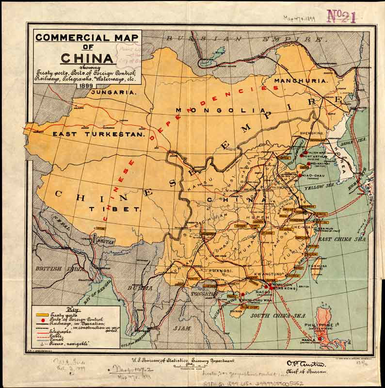 commercial map china treaty ports 1899