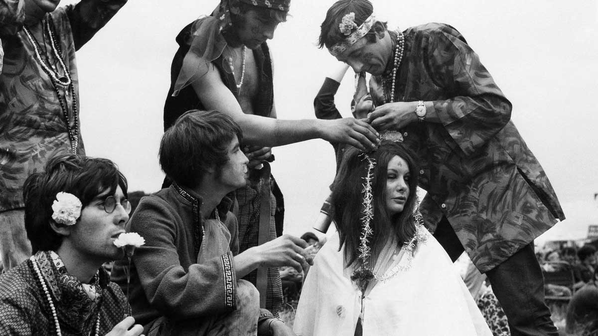 hippies flowers hair 1967 counterculture photograph