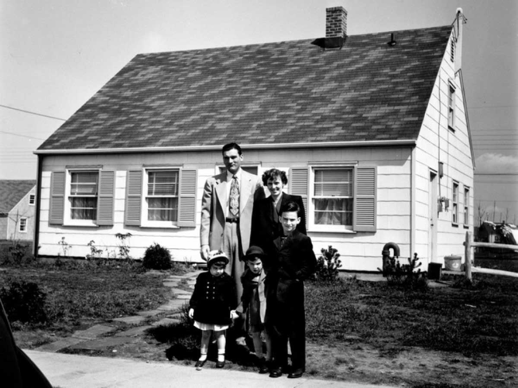 levittown house family suburban living 1950s photograph