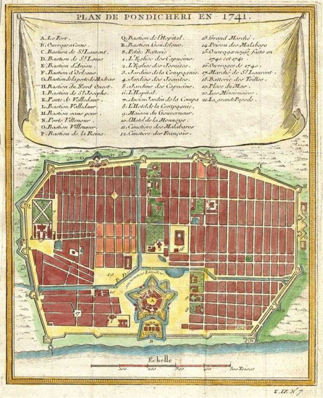 paris of the east plan pondicherry 1741