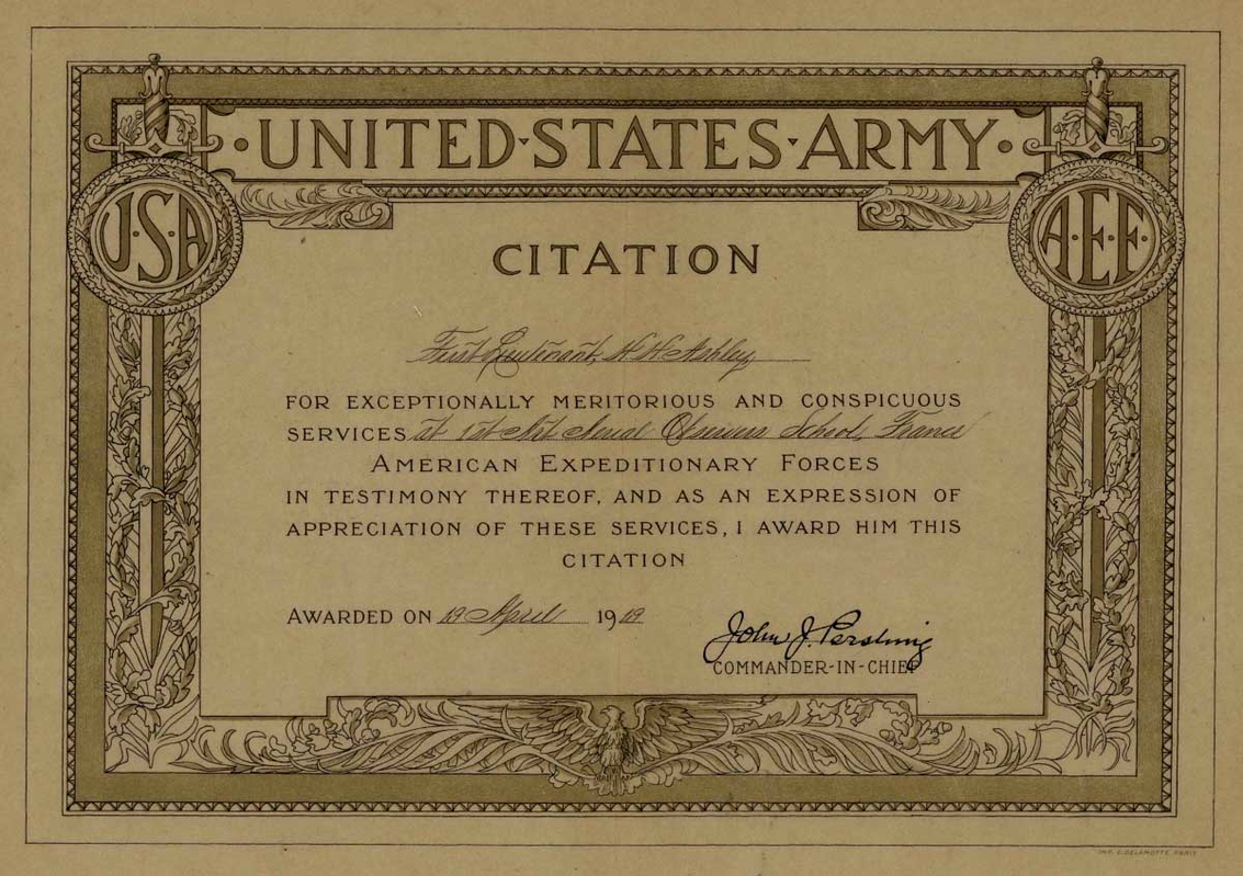 american expeditionary forces army certificate