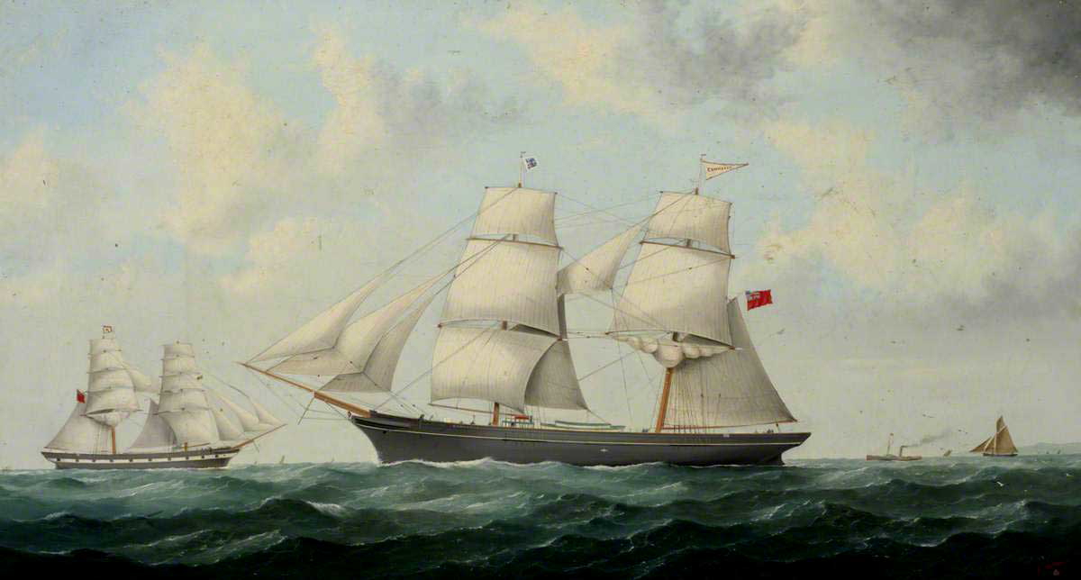 brig commerce ship painting