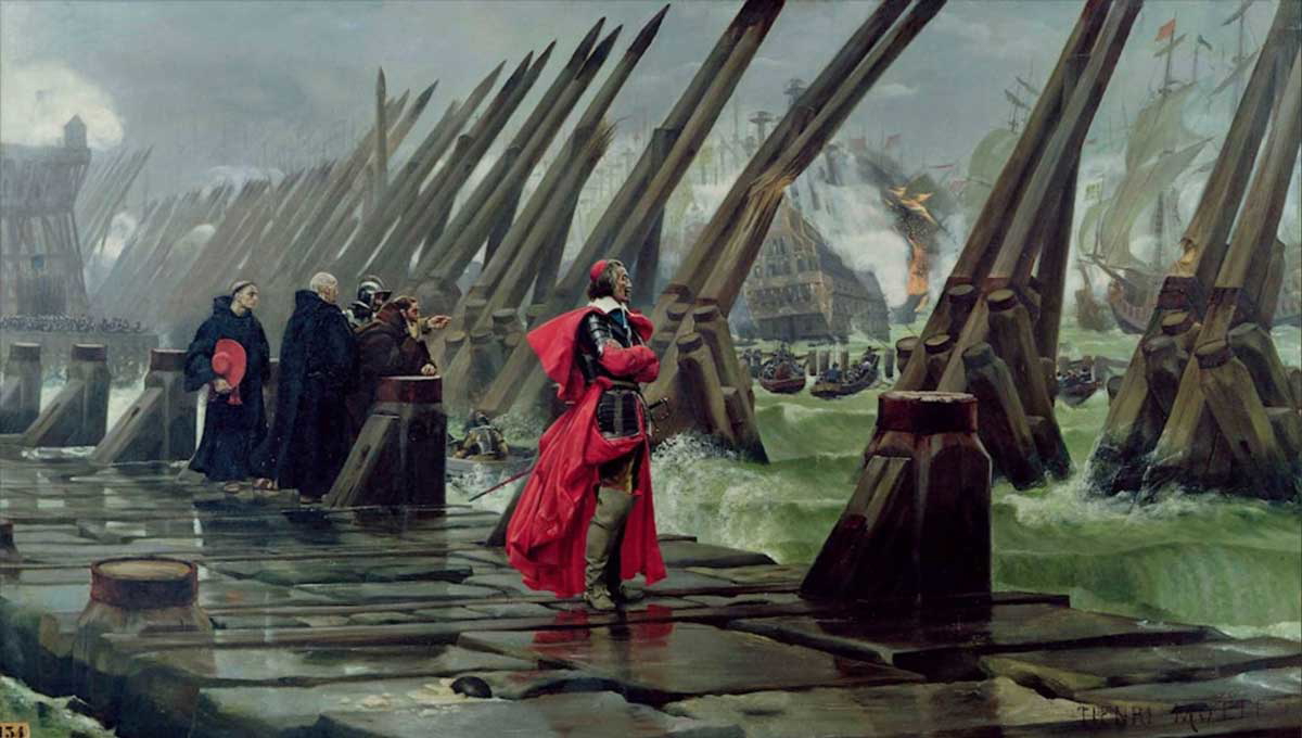 cardinal richelieu siege la rochelle painting henri paul motte