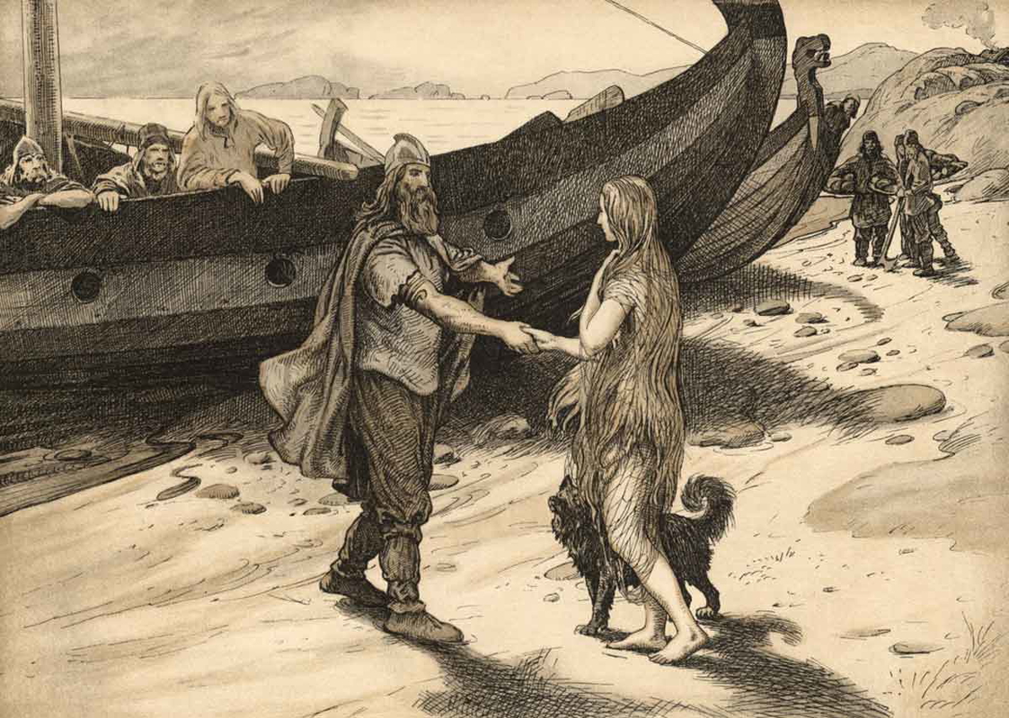 louis moe ragnar lodbrok and kraka engraving