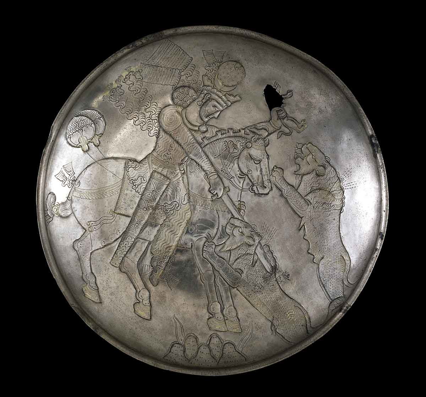 plate king hunting lions