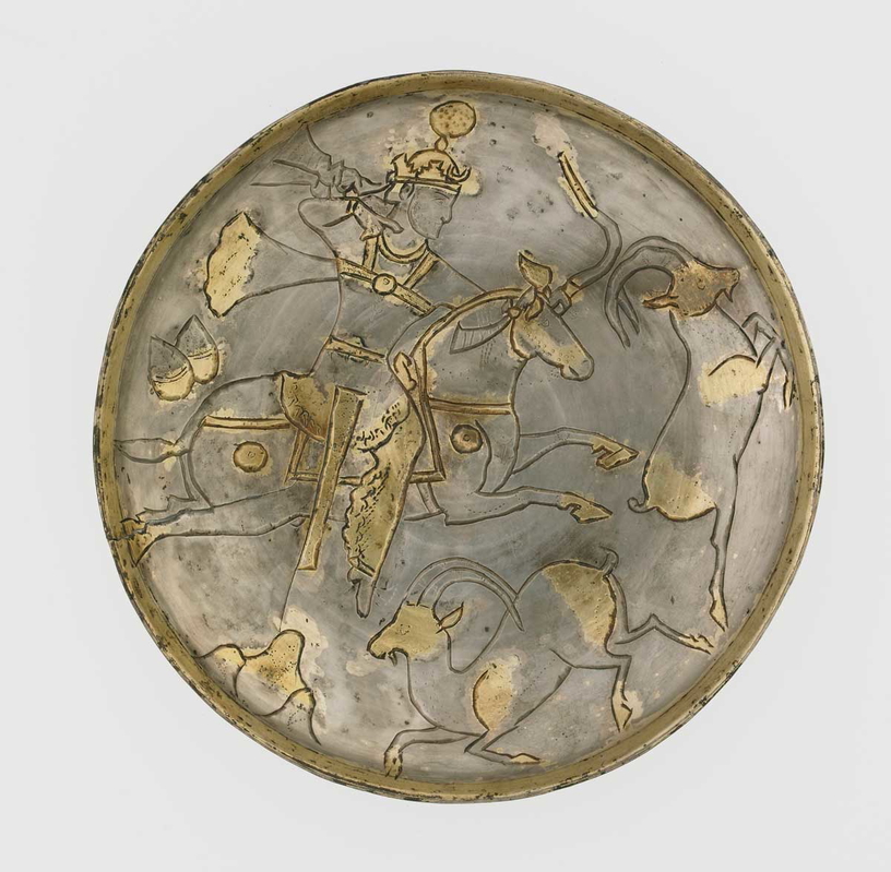 plate with hunting scene sassanian