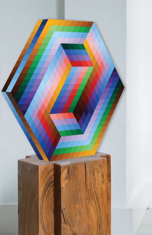 victor vasarely kezdi wood sculpture 1990