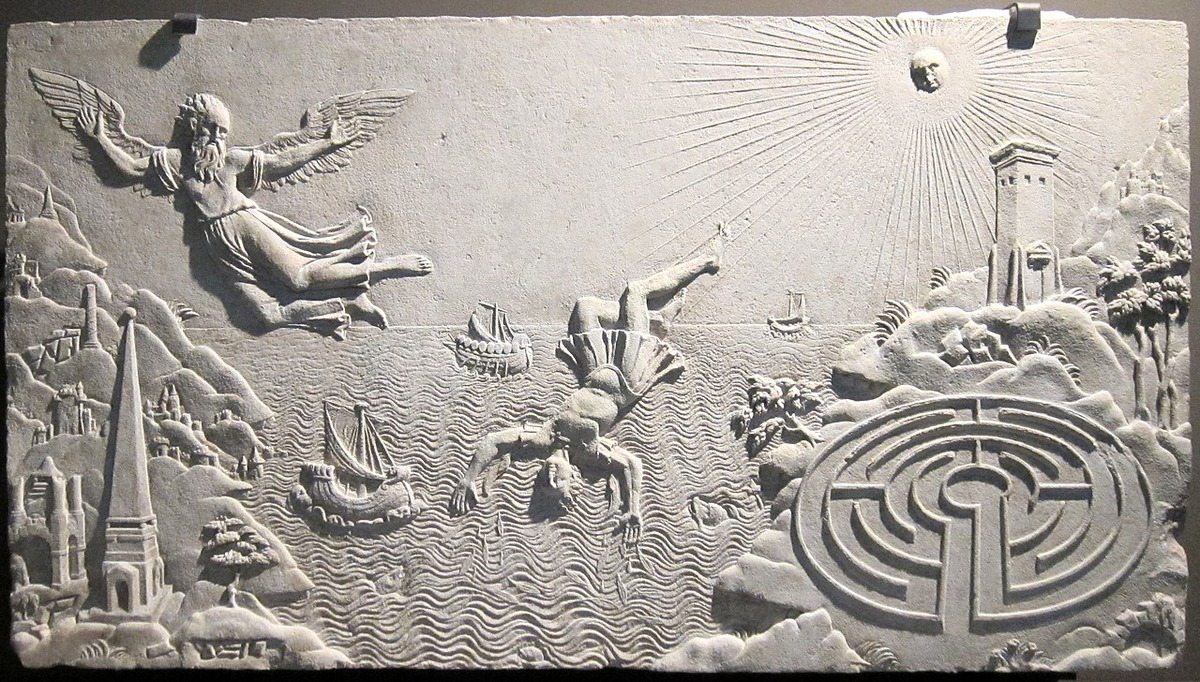Relief showing the fall of Icarus, c. 17th century. Source: Museee Antoine Vivenal, France
