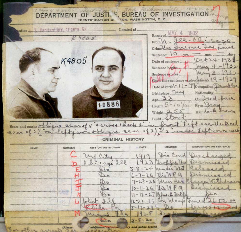 al capone fbi record