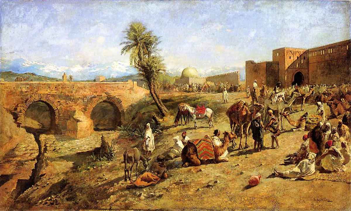 arrival of caravan outside the city edwin lord weeks
