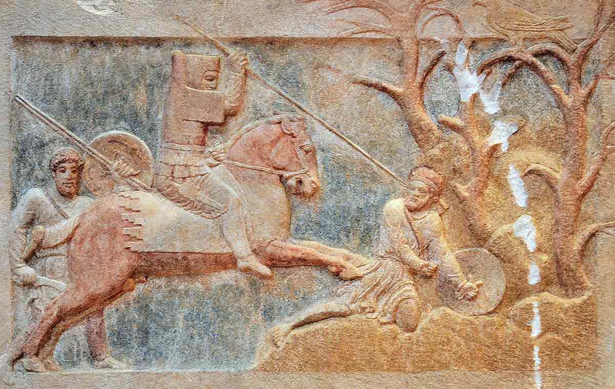 combat scene heavily armrored cavalryman