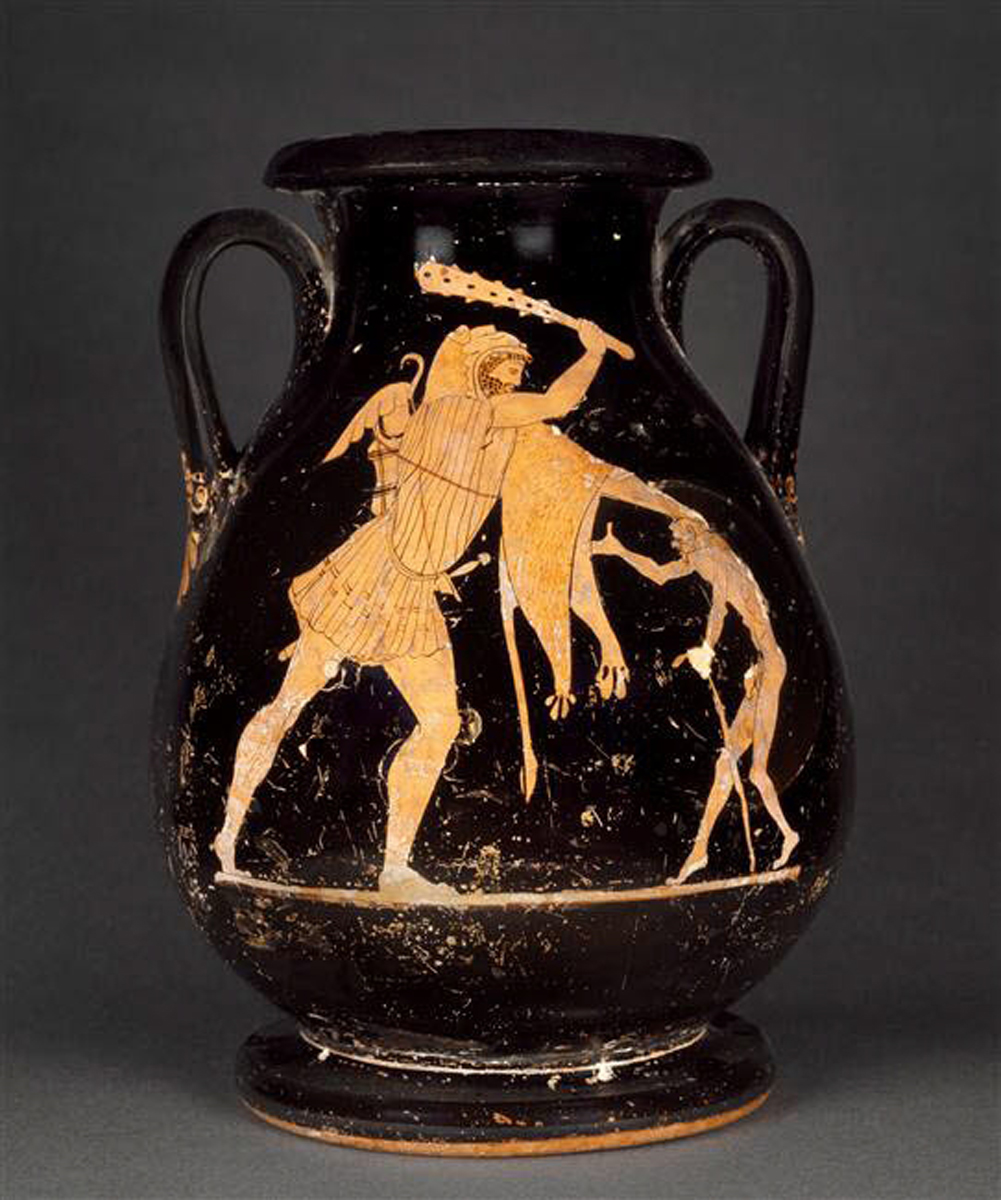 heracles beats geras greek vase