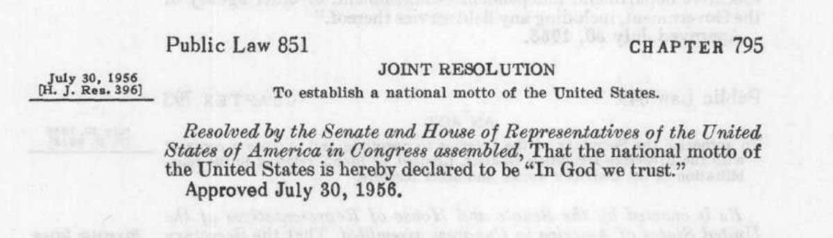 in god we trust national motto joint resolution
